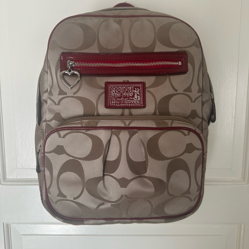 Coach Brown and Red Backpack